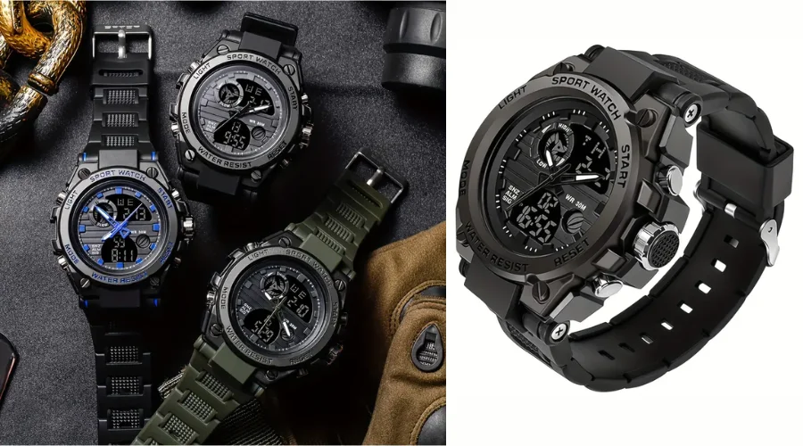 Rugged Men’s LED Digital & Analog Sports Watch